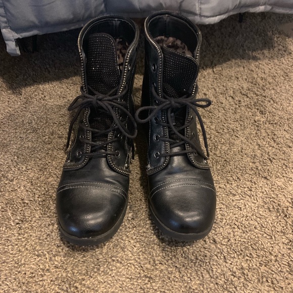guess combat boots with rhinestones
